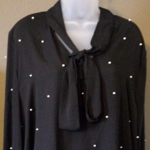 Milumia Women's Plus Tie Neck Blouse